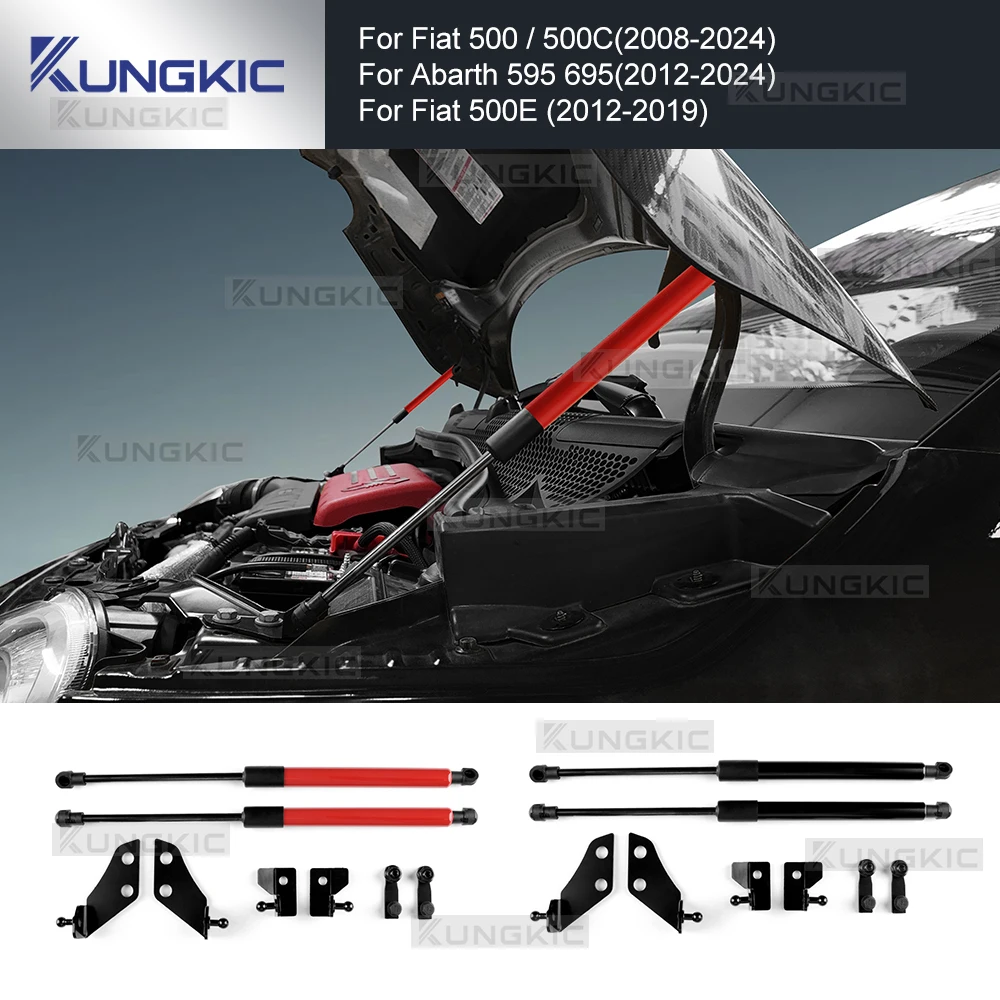 

Передние газовые стойки капота, поддерживающие рычаги амортизатора для Abarth 595 695 2012-2024/Fiat 500/500C 2008-2024/500E 2012-2019