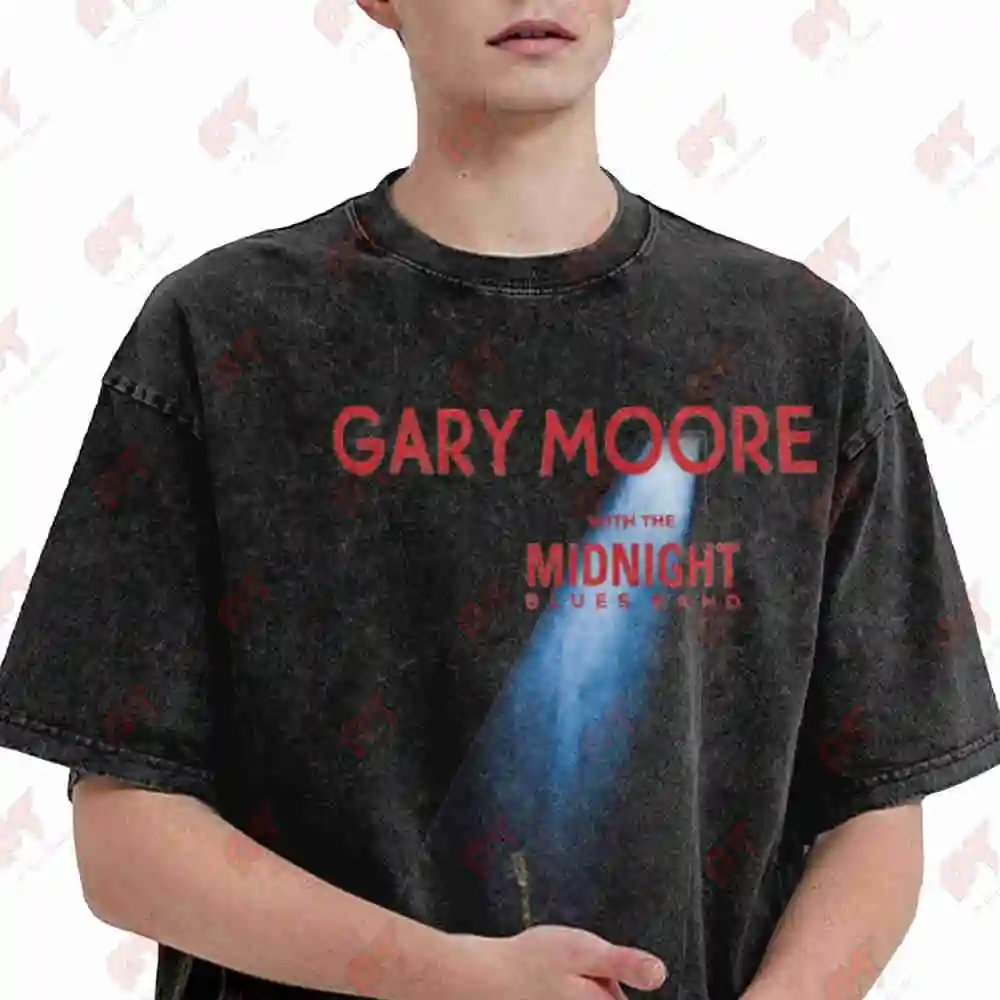 Gary Moore 1990 Vintage Band Tour Vintage Washed Tee Pure Cotton T-Shirt