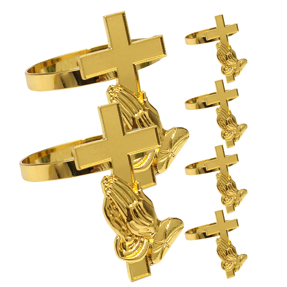 

6Pcs Metal Cross Napkin Rings Elegant Alloy Napkin Buckles Dining Table Wedding Party Decoration Set Holiday Table Decor