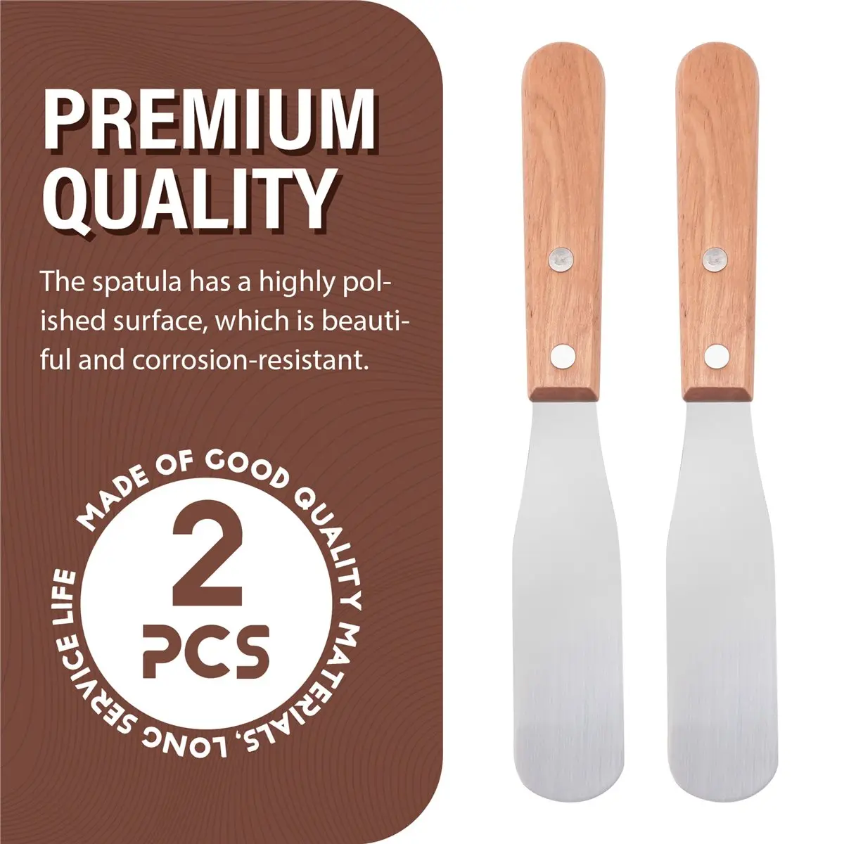 【~ NEW A01R】Dental Lab 8Inch Spatula Stainless Steel Plaster Alignate Mixing Wax End Instrument with Wooden Handle