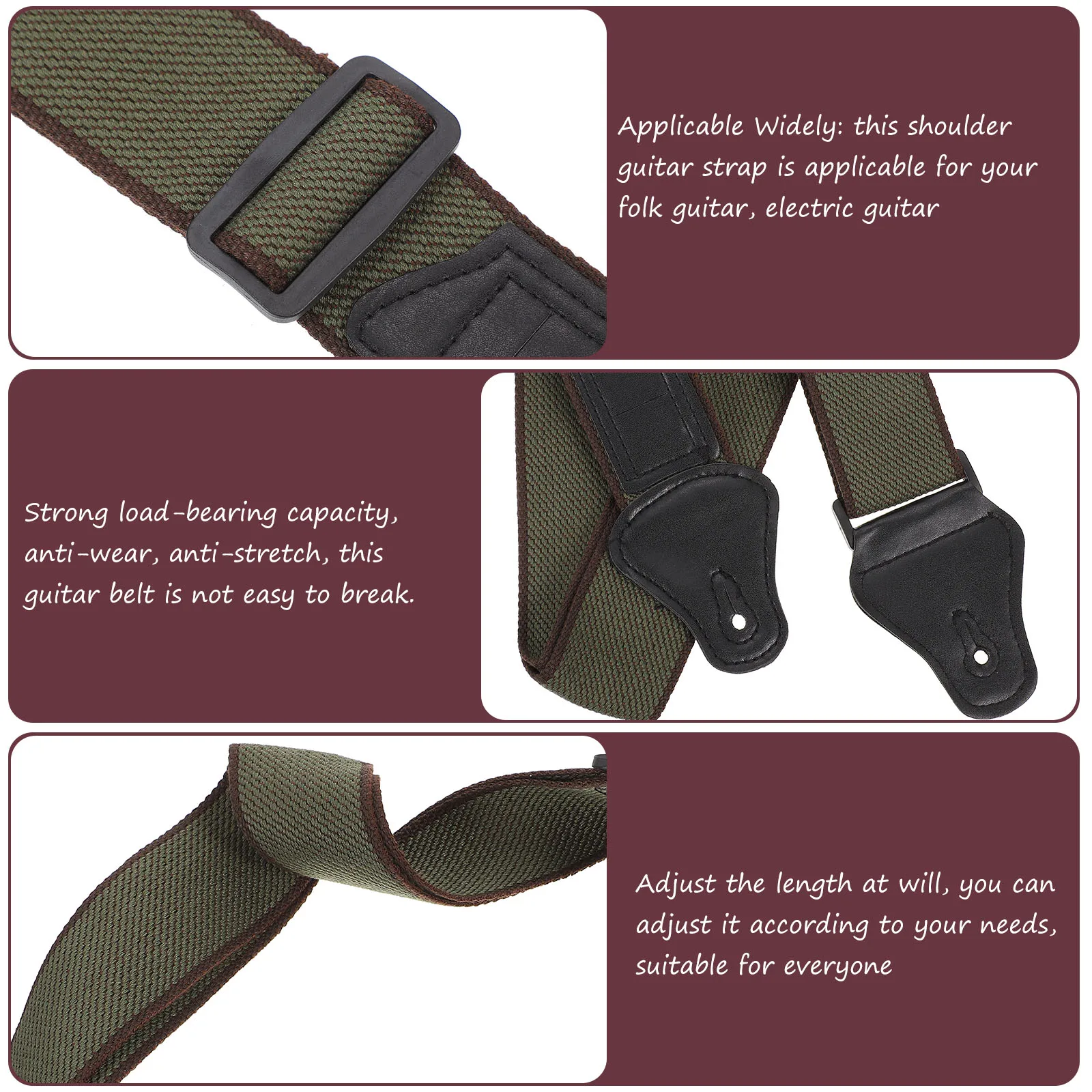 

Guitar Strap Cotton Adjustable Strong Load Bearing Anti Wear Belt for Electric Folk Guitar Gift Accessory