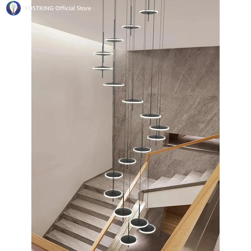 Nordic Black Chandeliers Creative Living Room Hanging Lamp Round Suspension Lamp Loft Hardware Pendant Light Lustre Crystal lamp
