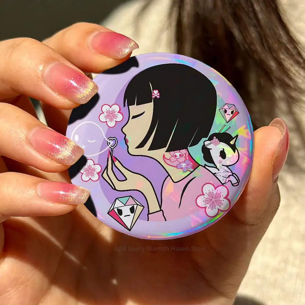 T-TokidokiS-S Girl 58mm 44mm HD Print Brooch Badges Pretty Derby Round Display Brooches Lapel