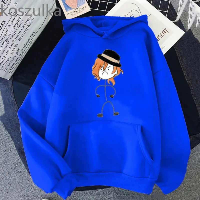 Hot Anime Bungo Stray Dogs Chuuya Nakahara Line Plus Size Hoodie Print Men Women Sweatshirts Pullover Unisex Clothes Tops