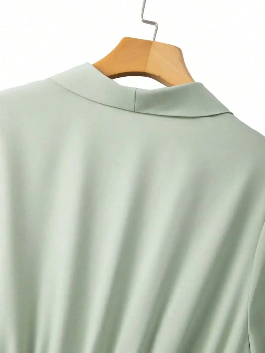 

Plus Size Women Elegant Short Sleeve Shawl Collar A-Line Dress For Office Formal Occasions