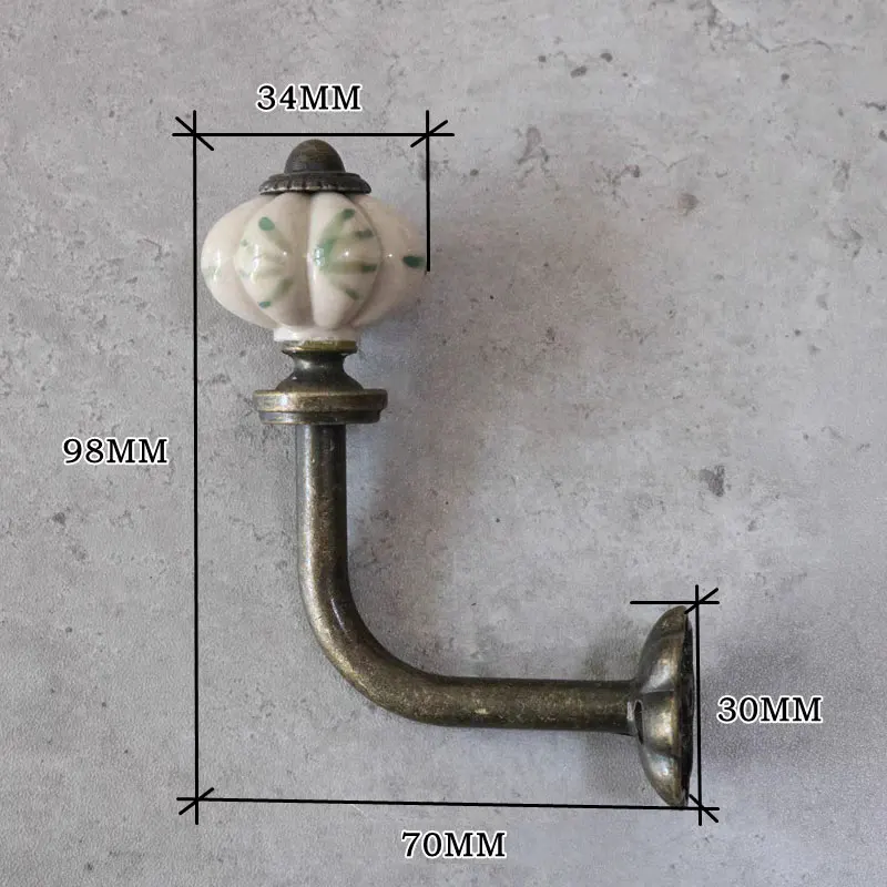 Antique Bronze Curtain Tie Backs Hook Decorative Wall Hook Coat Hangers Ceramic Flower Pumpkin Hook Rustic Bathroom Towel Hook