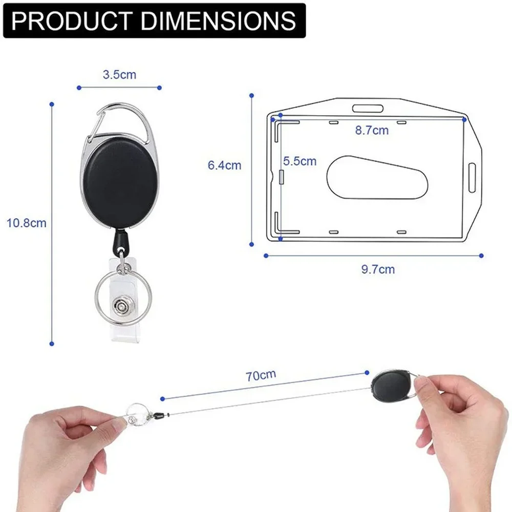 Retractable Pull Badge ID Lanyard Name Card Holder Business Work Card Name Tags Nurse Doctor ID Badge Holders