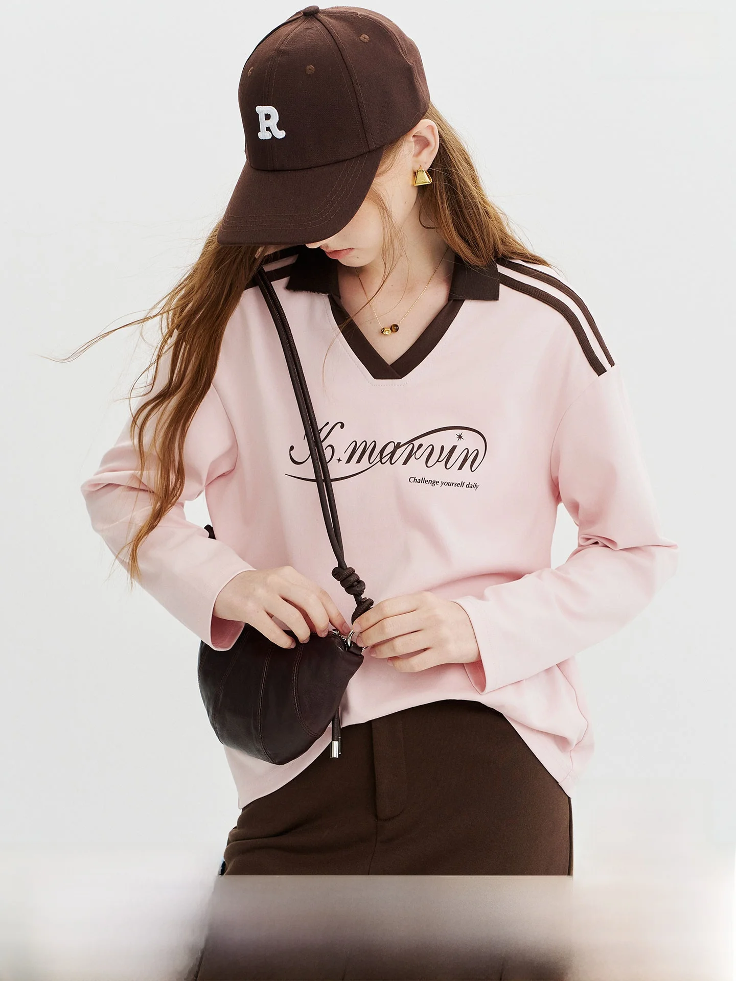 Soft Cotton Long Sleeve  T-Shirt Autumn Women's Retro Sport Style Color Block Double Bar Top Comfortable Breathable Knitt...