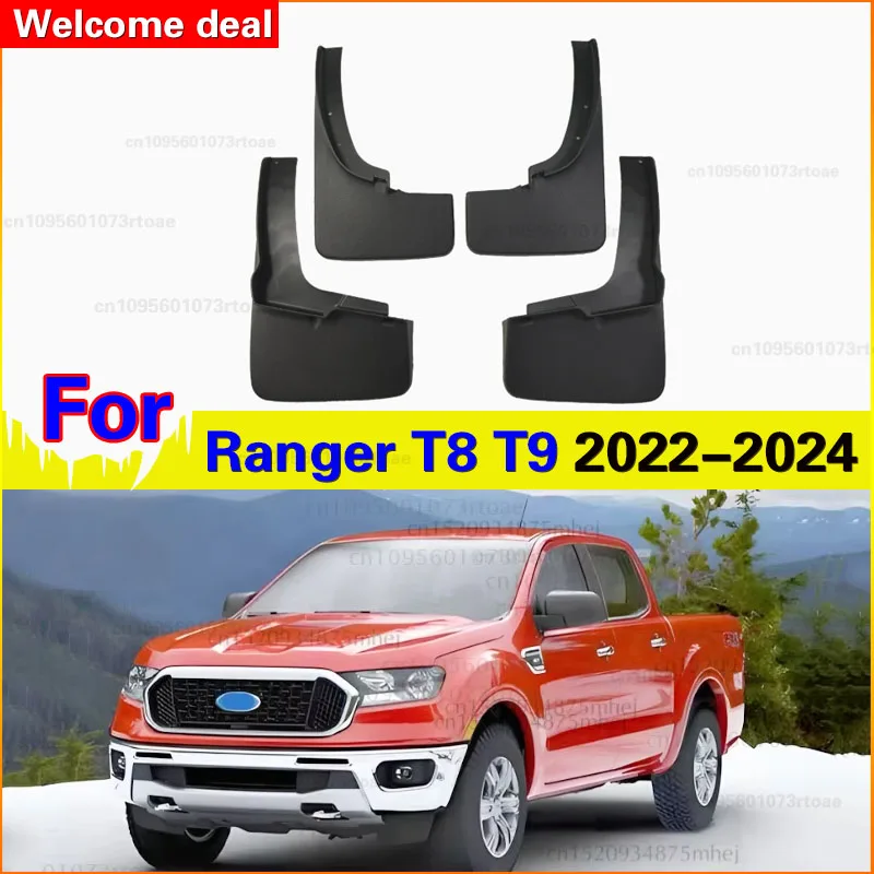 Fit For Ford Ranger T8 T9 2022 2023 2024 Exterior Accessories 4PCS Front Mud Flaps Splash Guards Mudguard Wheel Fender Custom