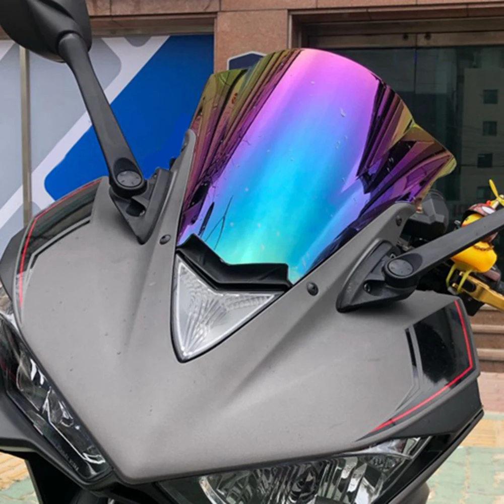 Fits for Yamaha YZF R3 320 YZFR3 ABS YZF-R3 YZF-R25 2015-2018 Motorcycle Windscreen Iridium & Silver Front Windshield Deflector