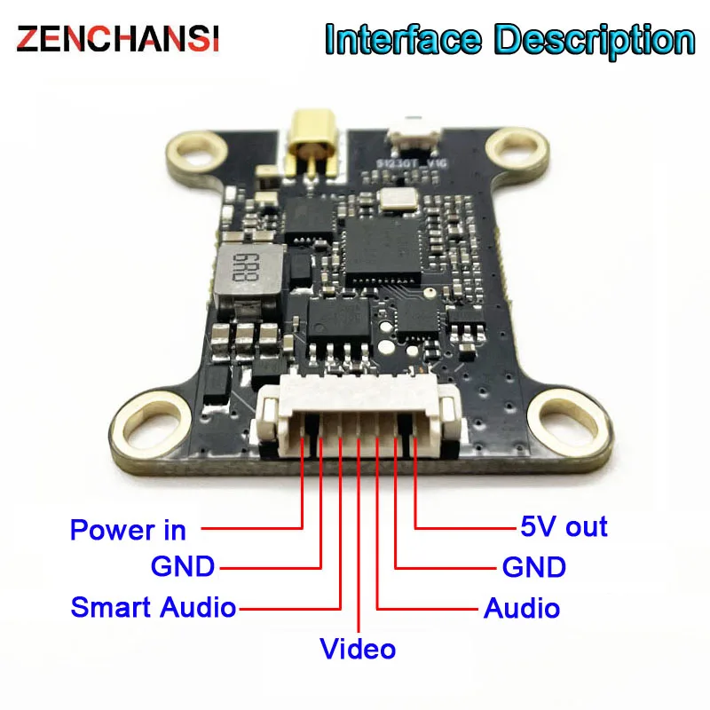 SLONWAKE 5,8 Ghz 48CH 1,6 W transmisor VTX de alta potencia 1600 mW transmisión en tiempo real de señal analógica ajustable, UAV de ala fija RC