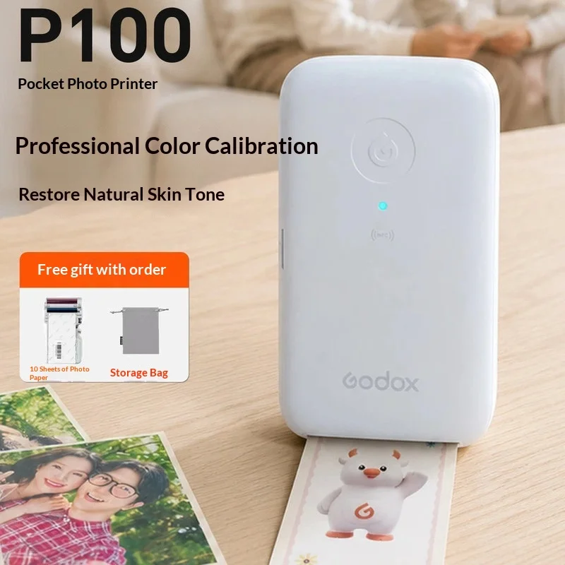 Godox P100 Pocket Photo Printer Portable Wireless Bluetooth NFC 300Dpi Hd Sublimation Printer For Mobile Phone