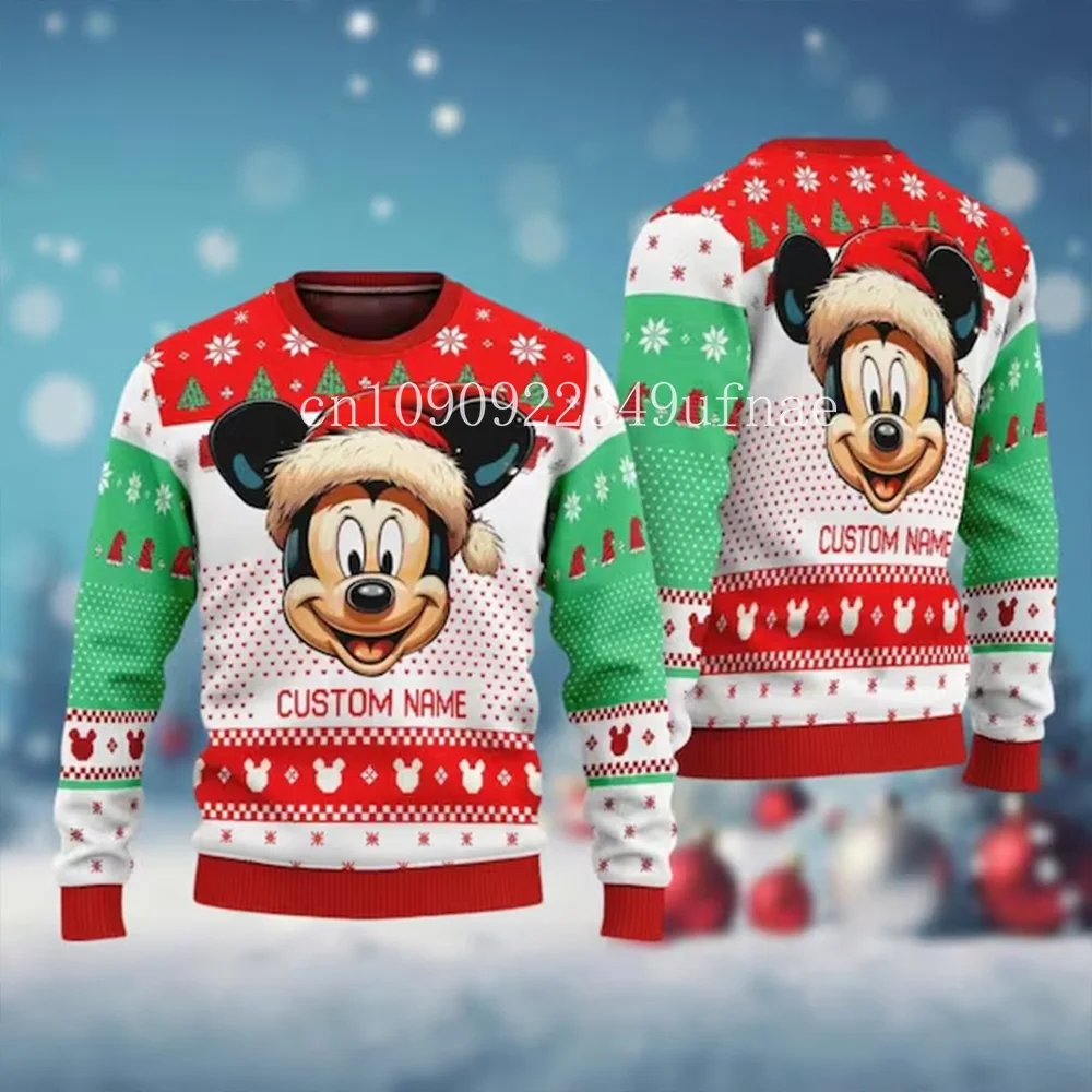 Disney Minnie Mouse Cartoon Couple Ugly Christmas Sweater Women's Christmas Hoodie Minnie Boys Girls Children's Christmas Gift