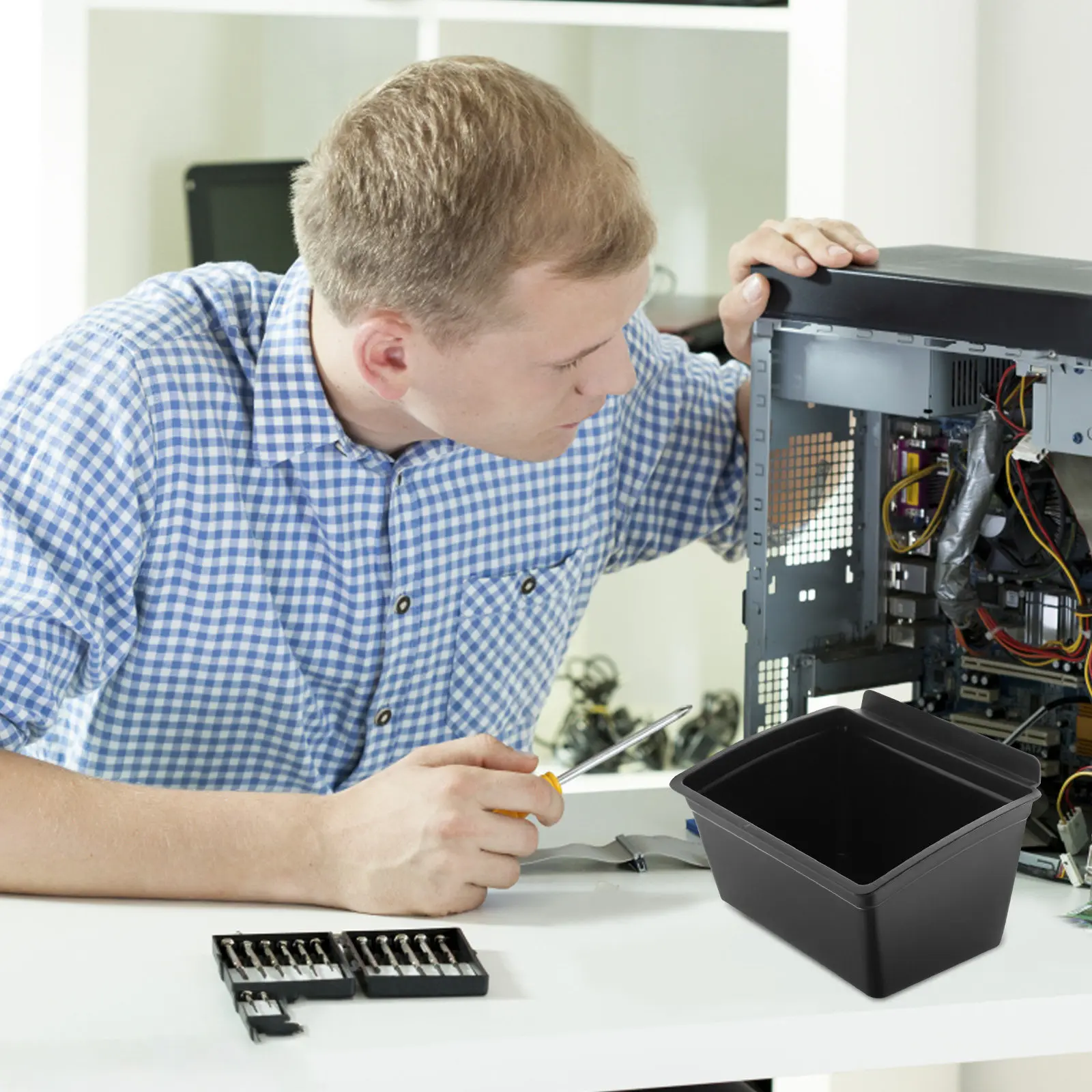 

Пластиковый контейнер для хранения инструментов в мастерской/гараже, настенный органайзер для рабочего стола, контейнер для хранения на перфорированной стене