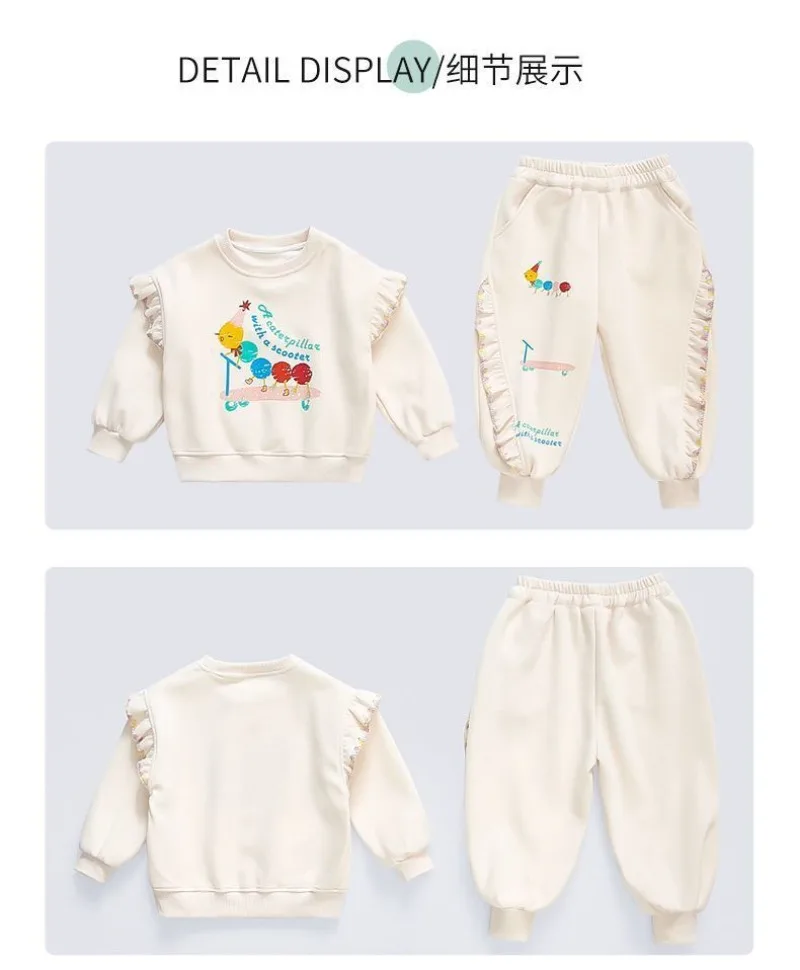 RAISE Herbst Kinder Mädchen 2-teiliges Kleidungsset 2-8 Jahre Mädchen Cartoon-Sweatshirts Anzüge 2026 Lose Lässige Hosen mit Elastischem Bund Outfit – Detail 17