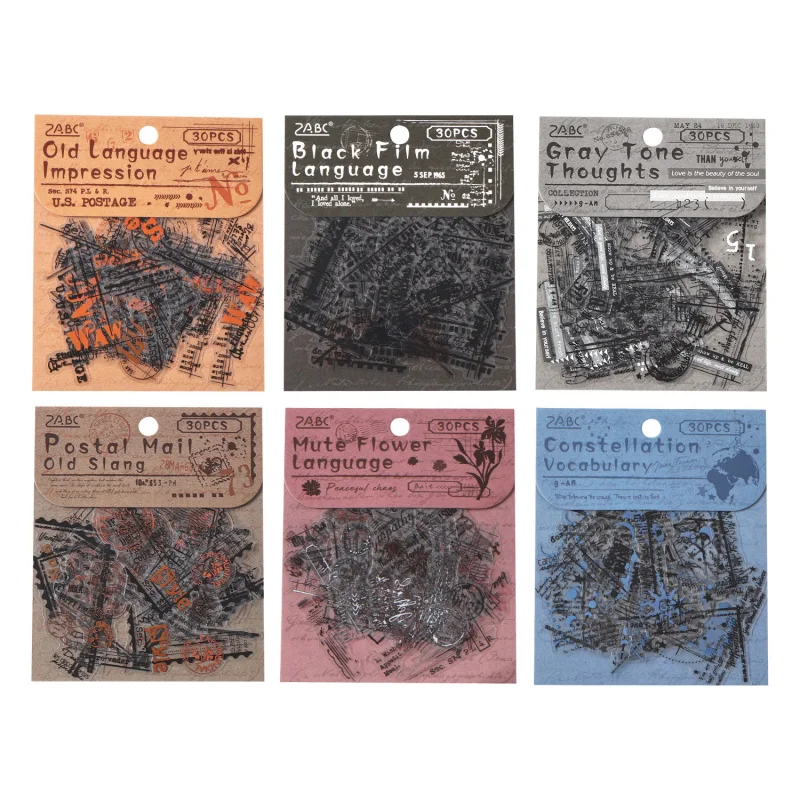 حزمة ملصقات كلاسيكية مكونة من 30 قطعة على الطراز العتيق، وتصاميم الحنين لتزيين اليوميات وسجل القصاصات
