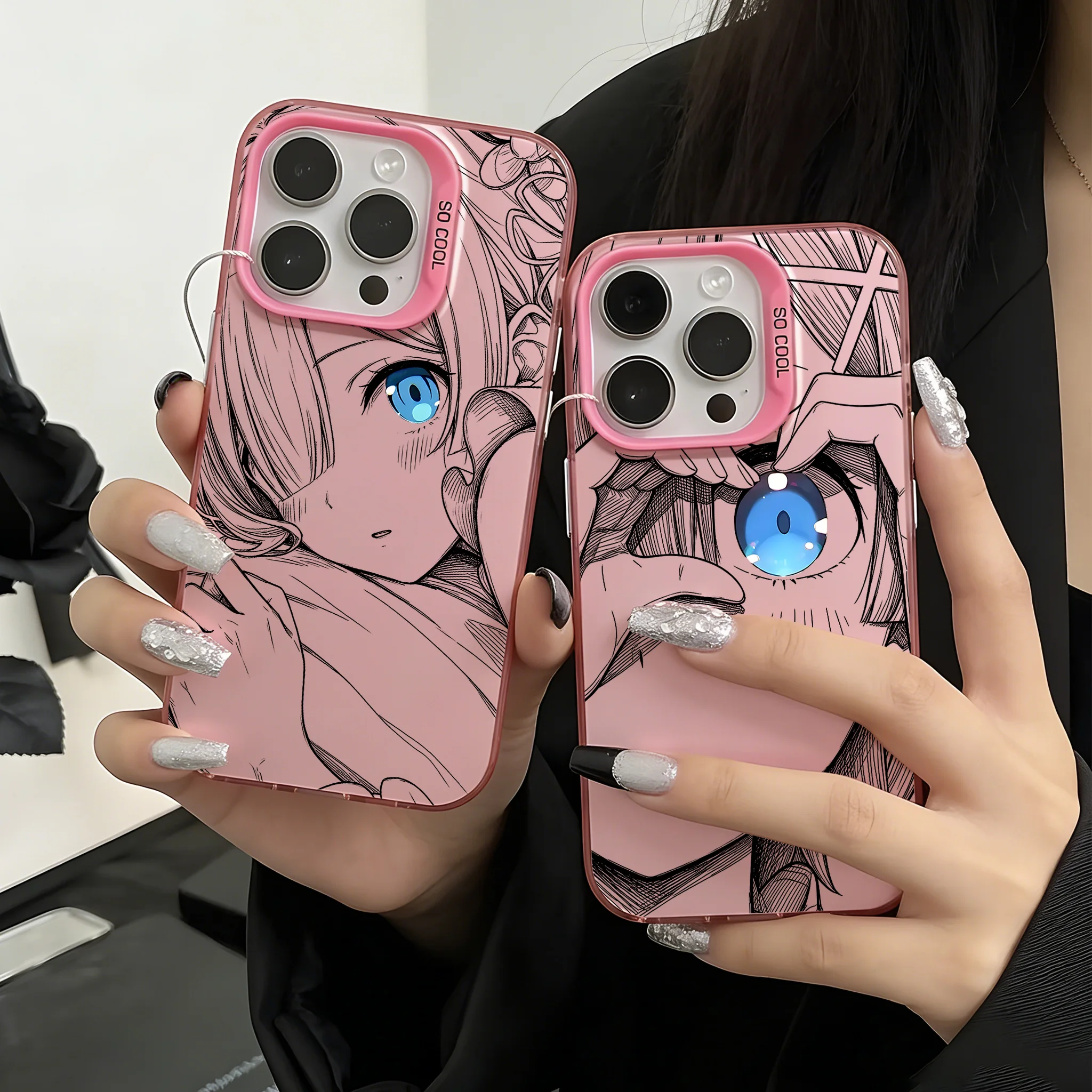 Anime Rems Line Art Phone Case for Samsung Galaxy S26 S25 S24 S23 S22 S21 S20 Note20 FE Ultra Edge Plus 4G 5G Anti Fall Matte