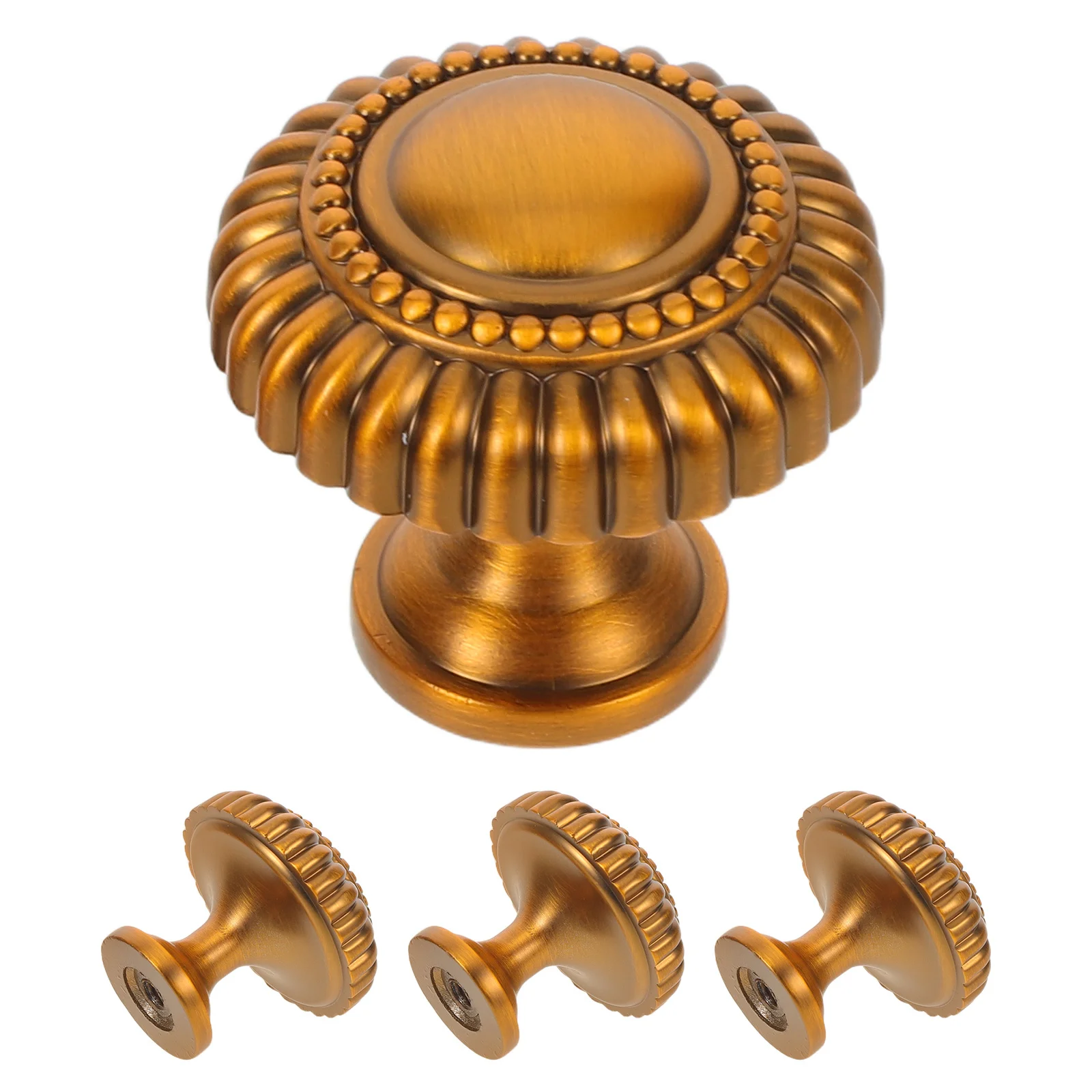 

4pcs Gold Furniture Handles Zinc Alloy Cabinet Knobs Drawer Pulls For Wardrobe Kitchen Dresser Single Hole Easy Installation