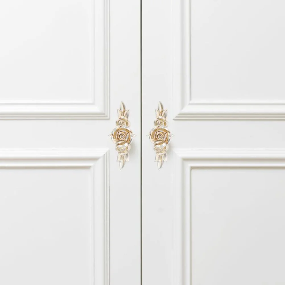 

5Pcs Rose Flower Vintage Cabinet Knobs Zinc Alloy for Kitchen Drawer Cupboard Handles Decorative Furniture Pull Handles
