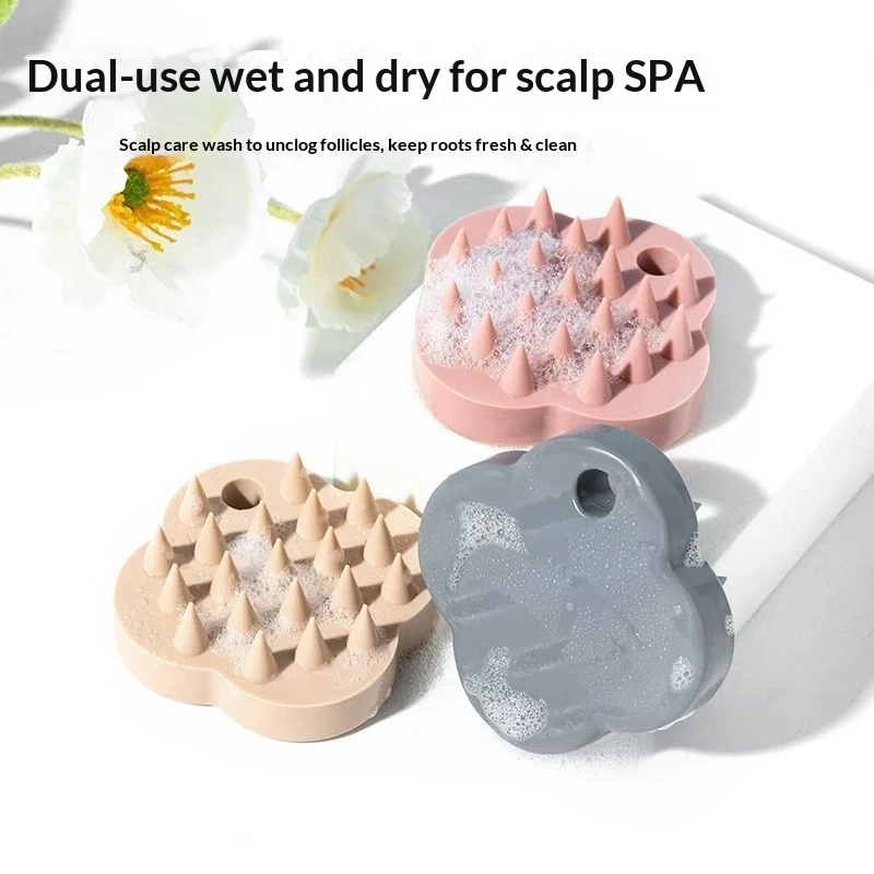 Japanese Style Silicone Hair Massager Comb  Massager Bath Scalp Massage Brush Flower Design for Hair Care Gentle Exfoliating