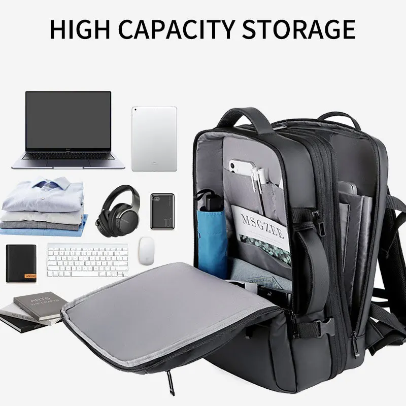 Men's Expandable Backpack Large Capacity Man Business Trip Laptop Backpacks Waterproof Travel Multifunctional Bag with USB Port