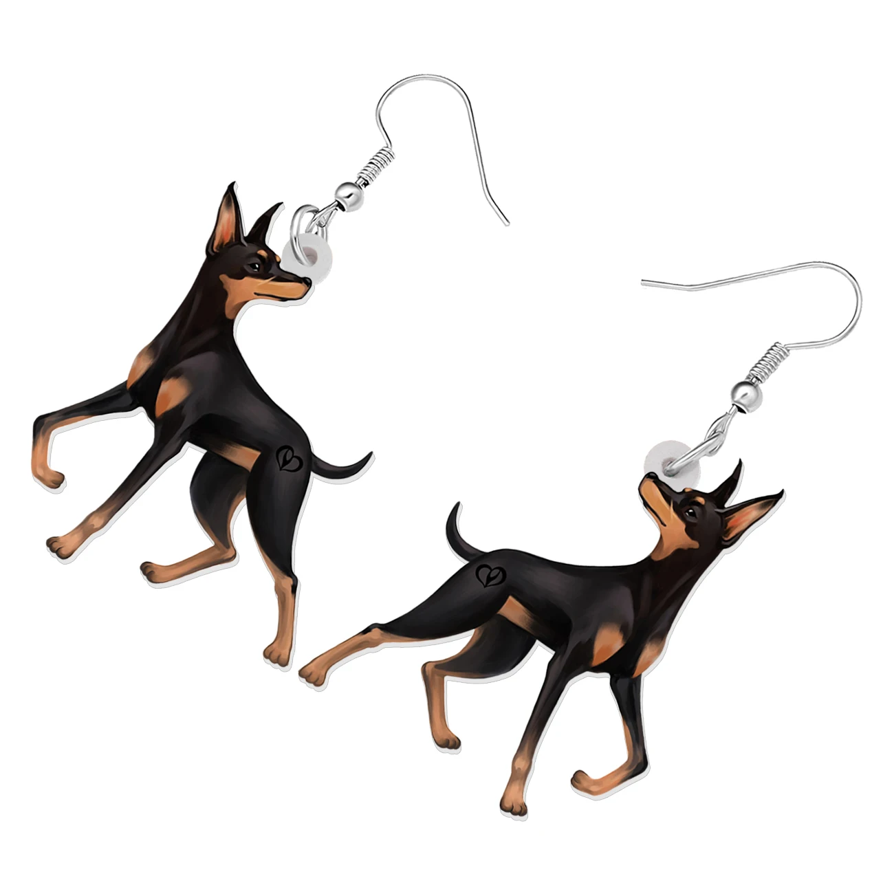 BONSNY Acrylic Novelty Black Doberman Dog Earrings Dangle Drop Cute Animals Jewelry for Women Girls Kids Teens Charms Gifts