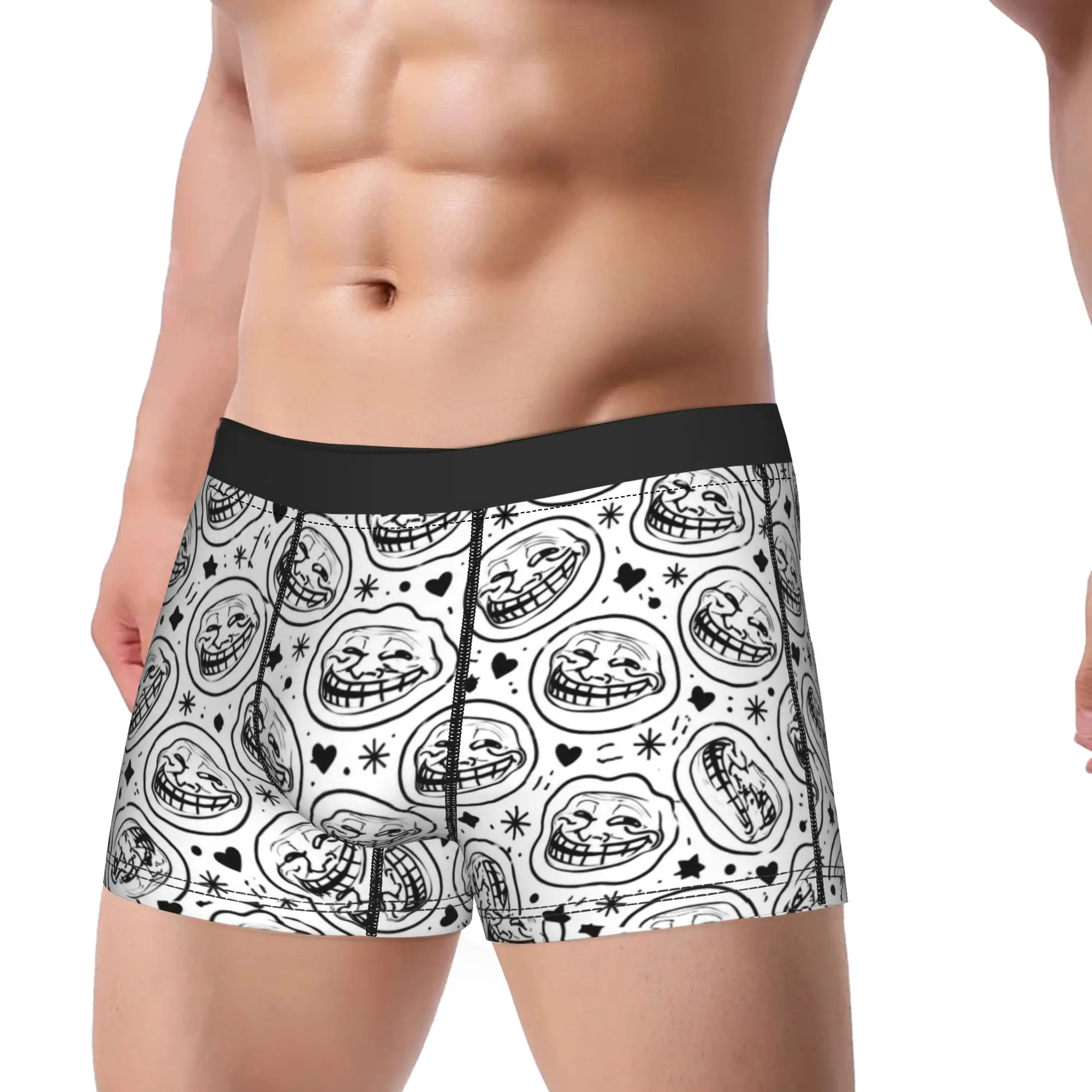 Rage Comic Trollfac Trunk Funny Anime Underwear  Comfortable Panties Design Shorts Briefs For Males Pouch Plus Size Trunk