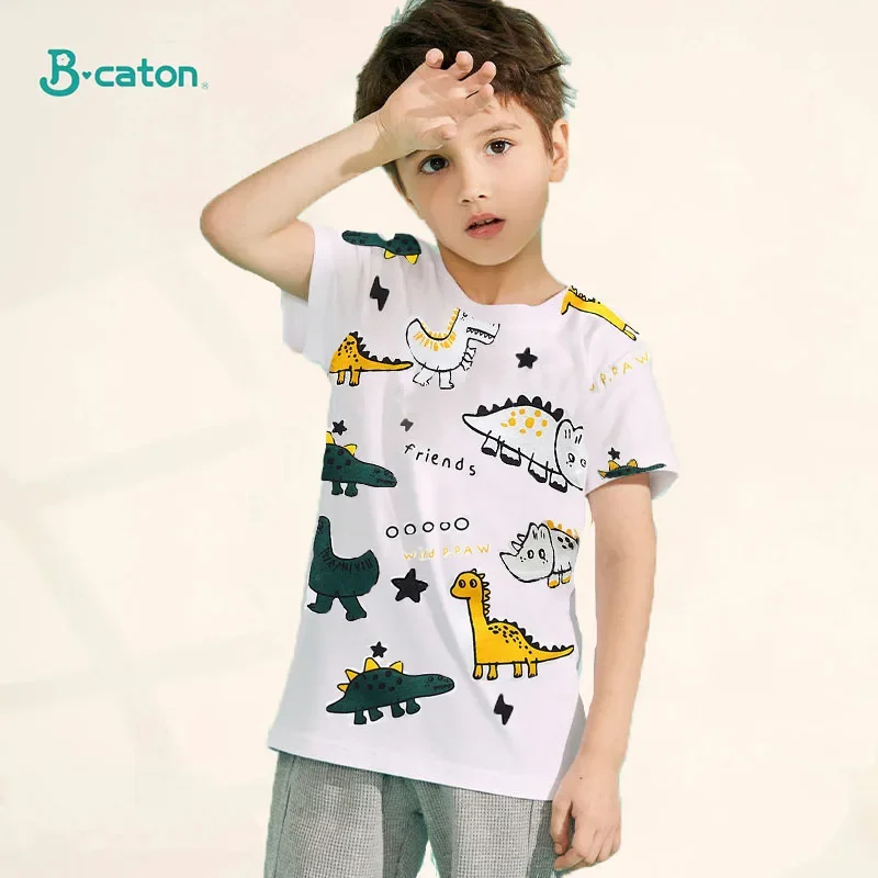 T-Shirt à Manches Courtes pour Enfant Garçon et Fille, Vêtements d\'Été, Dessin Animé, 100% Coton