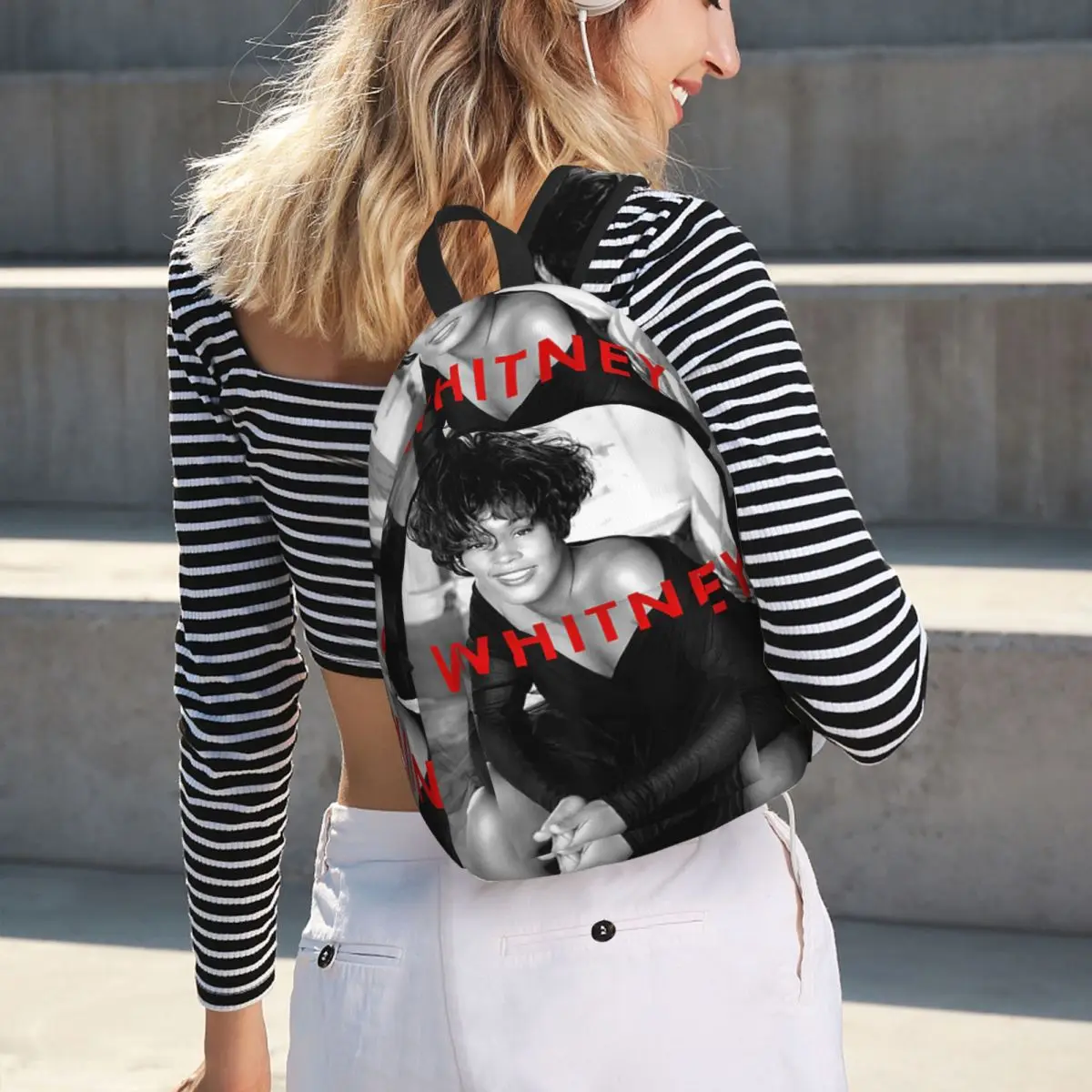 Vintage Whitney Houston Inspired Student Backpack School Bag Hiking Travel Daypack for Men Women Bookbag Shoulder Bags