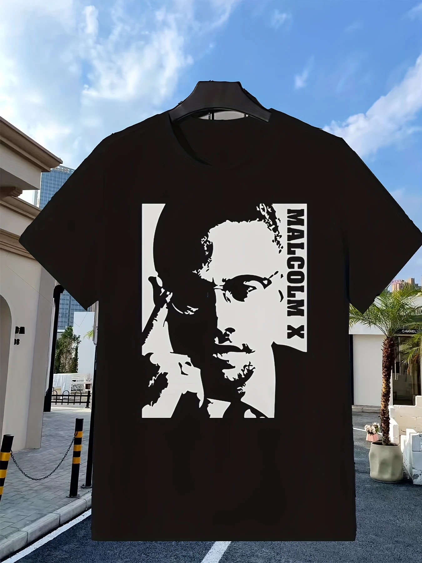 Men's Cotton T-shirt Malcolm Printed T-shirt - Retro Geometric Style Malcolm Speech Art Pattern Suitable for Wearing All Seasons