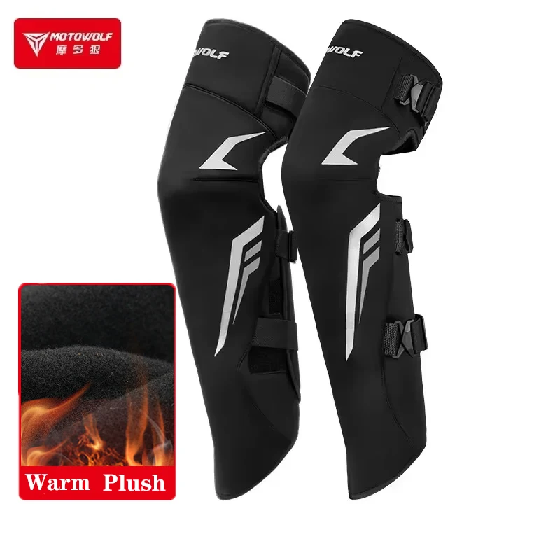 MOTOWOLF Warm Long Knee Pads Winter Riding  Leg Guards Windproof Cold Anti-Wrestling Thickened Windshield CE Protective Gear