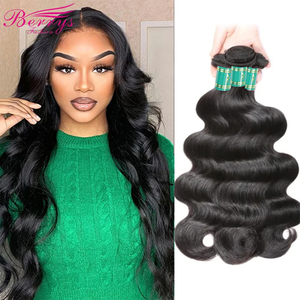 Berrys Fashion 36Inch Body Wave Bundles Brazilian Hair Weave Bundles 1/3/4 PCS Human Hair Bundles Natural Color Remy Hair