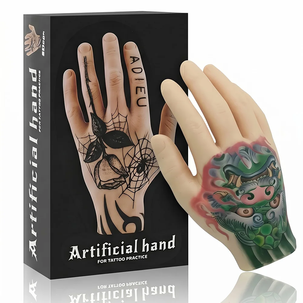 Silikon-Tattoo-Übungshand Künstliche Haut Flexibles Trainingsmodell für Tattoo-Anfänger Microblading-Zubehör Mannequin-Hand-Werkzeug