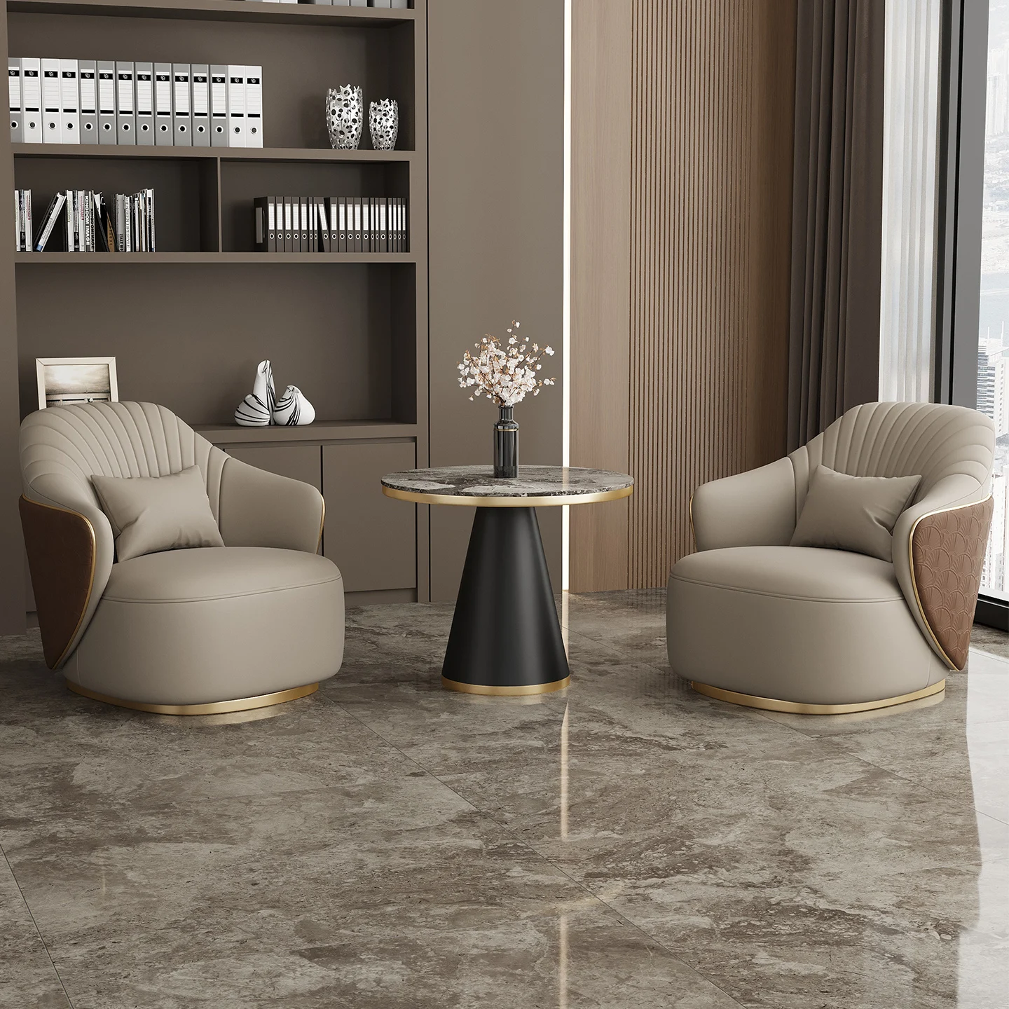 

Modern light luxury single sofa chair home balcony negotiation reception table and chair combination designer office area leisur