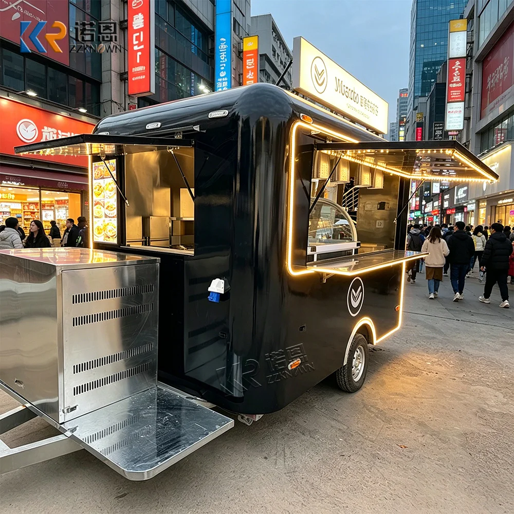 

Stainless Steel Mobile Kitchen Trailer Catering BBQ Coffee Ice Cream Vending Custom Full Kitchen Food Truck For Sale