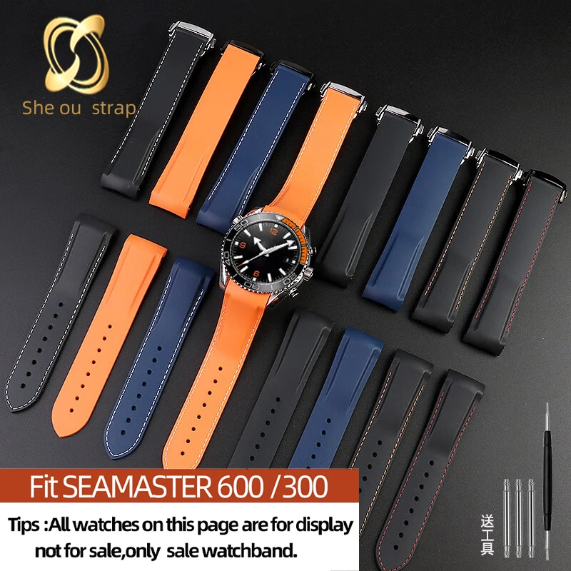 20MM 21MM 22MM High Quality Silicone Watch Strap For OMEGA SEAMASTER 300/600 Orange Watch Band Waterproof And Sweat Resistant