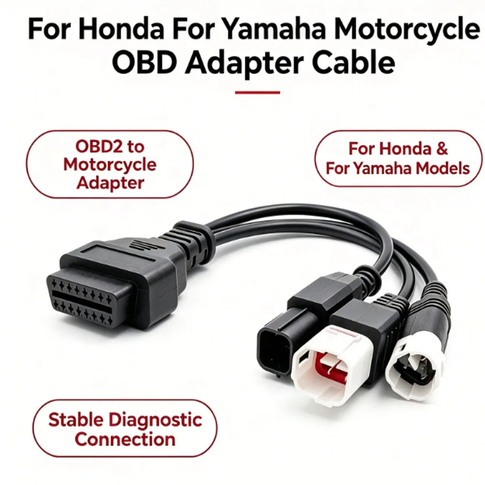 3 IN 1 Motorcycle OBD2 Adapter Cable For Yamaha 3Pin 4Pin For Honda 6Pin to OBDII 16Pin Motorbike Diagnostic Scanner Connection