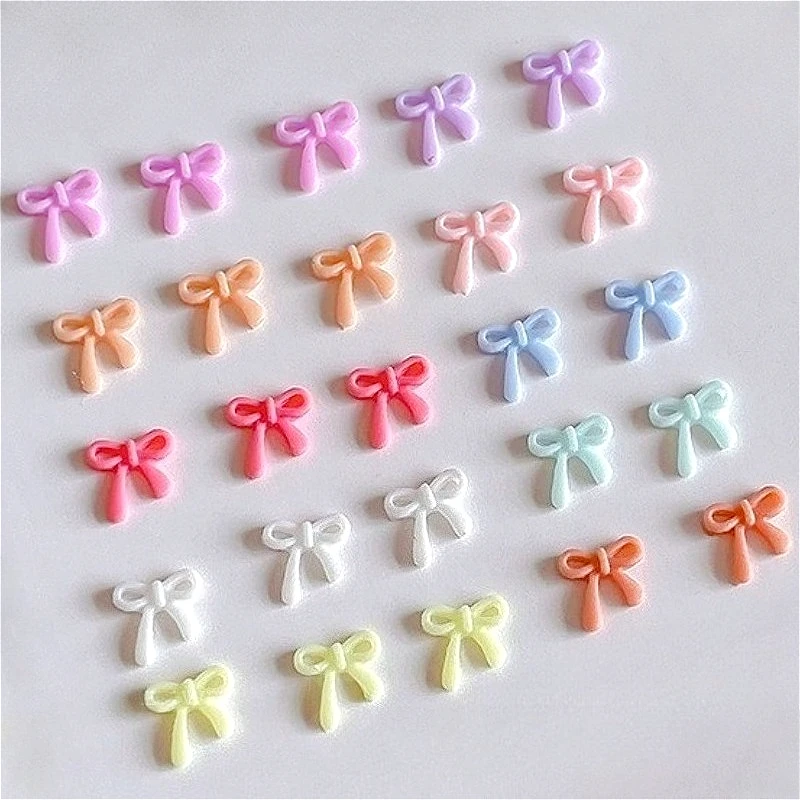 

Sweet Resin Bow Tie French Little Bowknot Cute Ribbon Charms Colorful Kawaii Nail Art Decorations Manicure Accessories Nail Kits