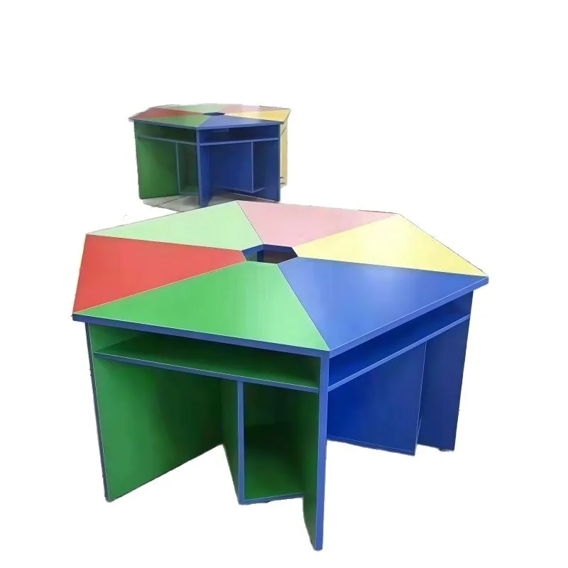 Hexagonal computer desk, computer room office hexagonal table, double table desktop splicing combination table, classroom
