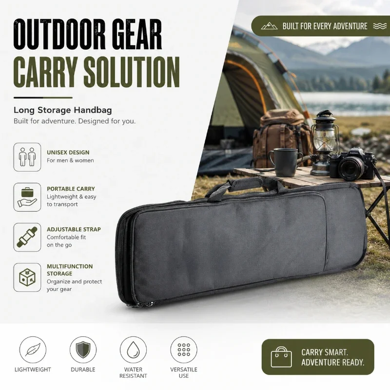 Large Capacity Oxford Long Carry Bag Lightweight Outdoor Handbag Single Shoulder Backpack for Tripod Fishing Gear Storage