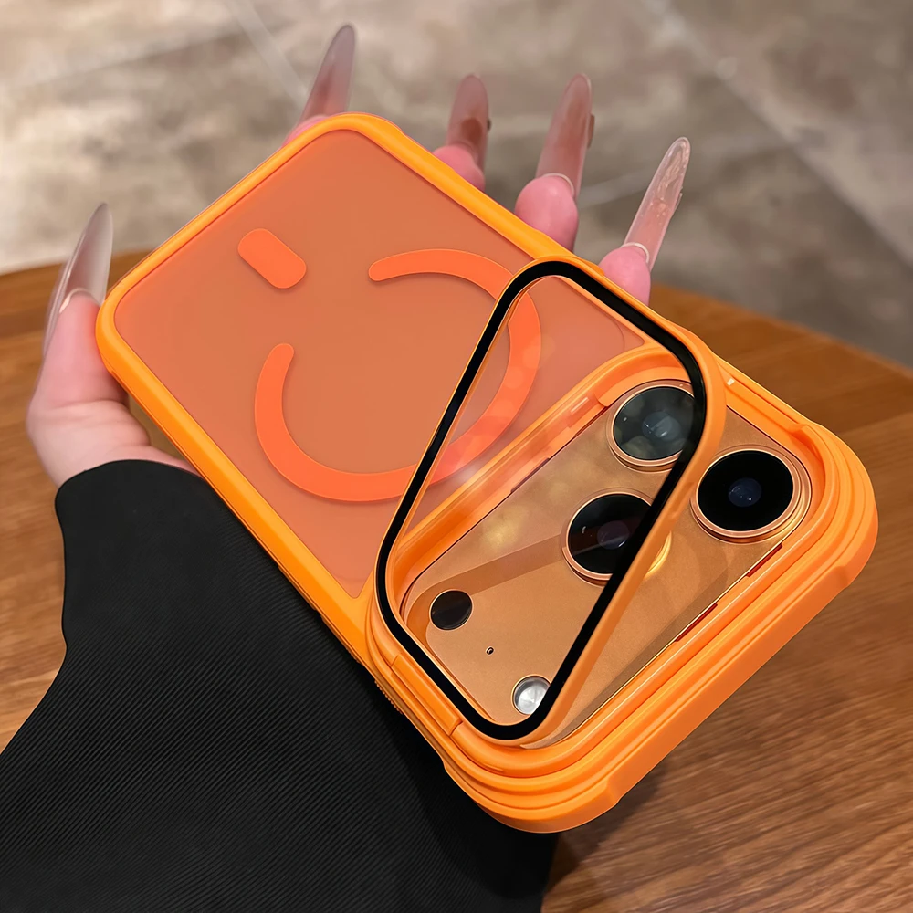 

For Magsafe Magnetic Bracket Shockproof Case For iPhone 17 16 15 14 13 Pro Max 17Pro Camera Lens Protection Stand Holder Cover
