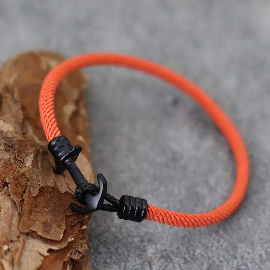 Unique Anchor Bracelet For Men Grade A 4mm Rope Nautical Wrap Braslet Luck Red Thread Outdoor Cool Biker Hand Accessories Joias