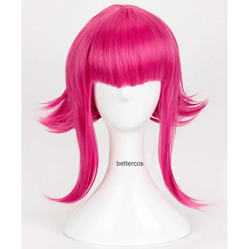 LOL Annie Hastur Cosplay Wigs 45cm Rose Red Heat Resistant Synthetic Hair Wig   Wig Cap