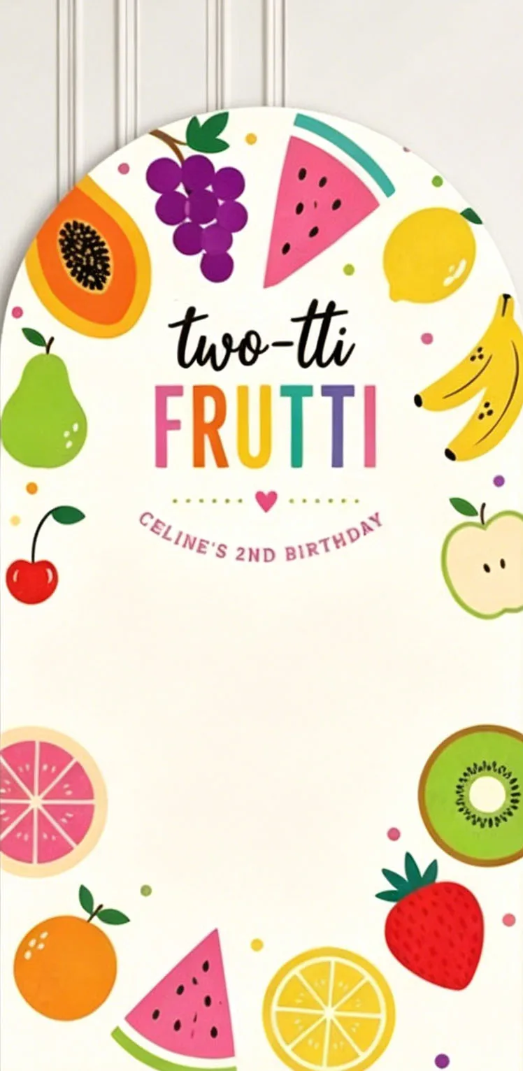 Custom 2-Side Two-tti Frutti Baby Shower Arch Backdrop Covers Various Fruits Green Stripe Birthday Party  Photography Background