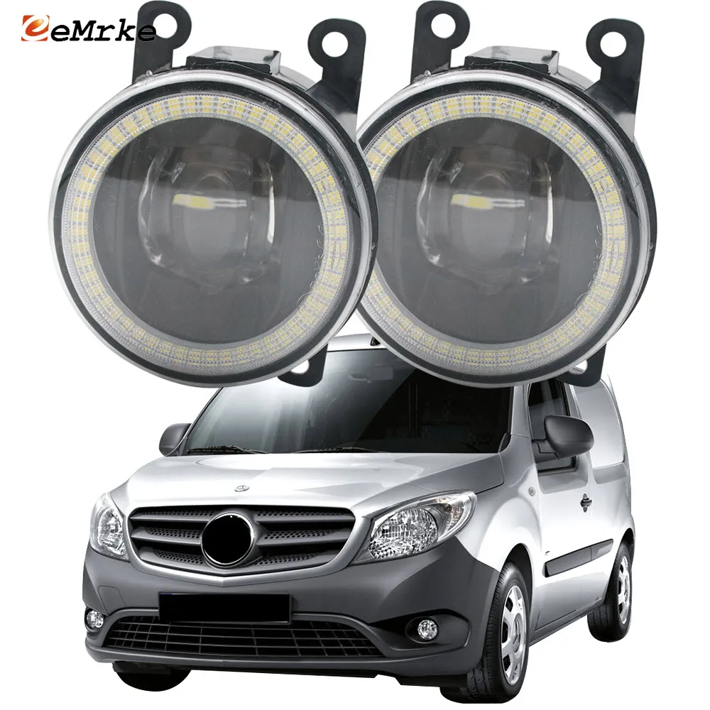 

2PCS LED Fog Lamp Assembly Cut-Line Lens for Mercedes-Benz Citan W415 2013 2014 2015 2016 Angel Eye DRL Daytime Running Lights