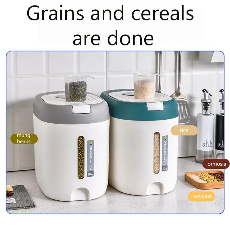 5Kg/10Kg Rice Dispenser Kitchen Organizer and Storage Container Home Box Cereal Jar Container for Cereals