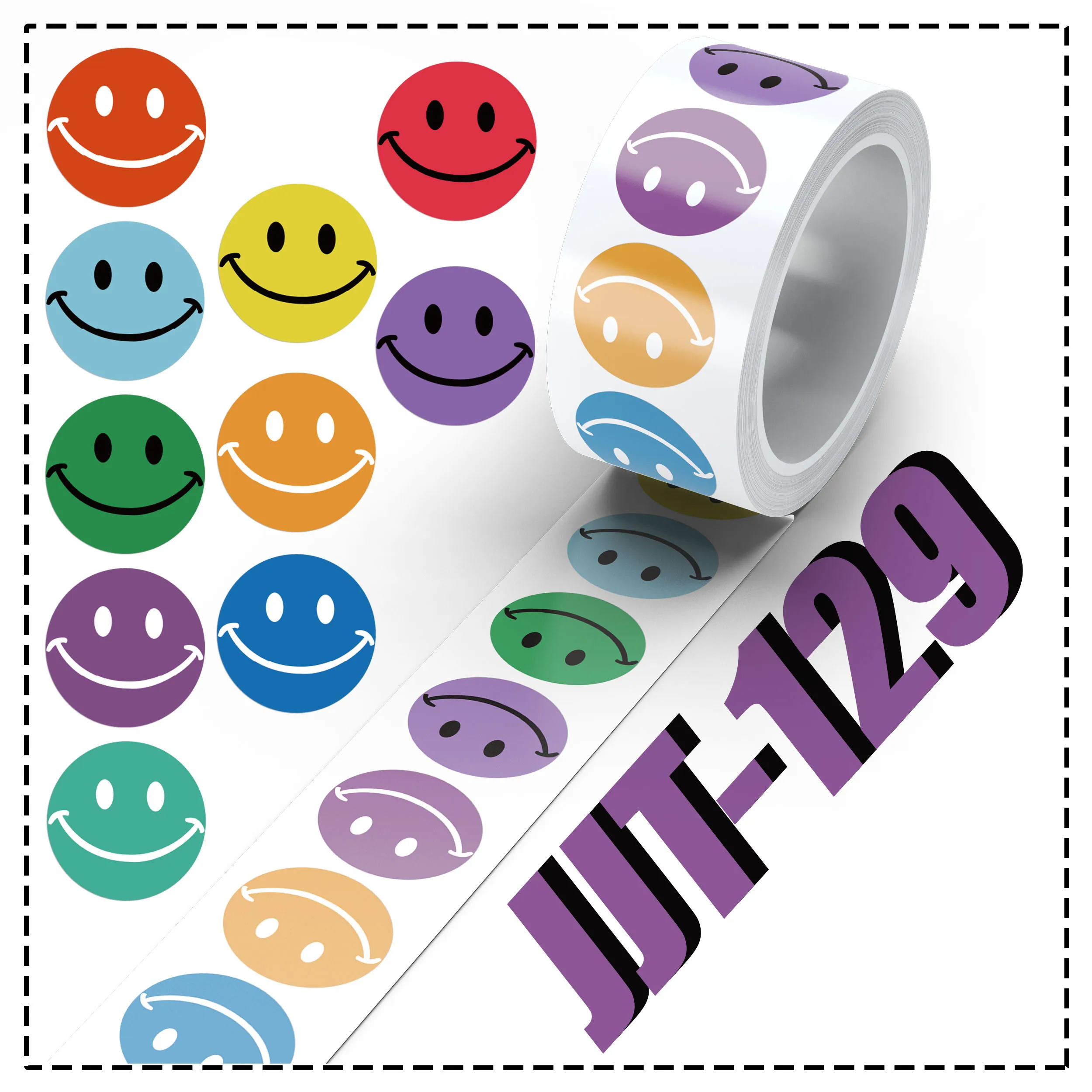 500PCS Rainbow Smiling Face Roll Stickers Colorful Graffiti Decals For Skateboard Helmet Fridge Scrapbook Cartoon Toy Stickers