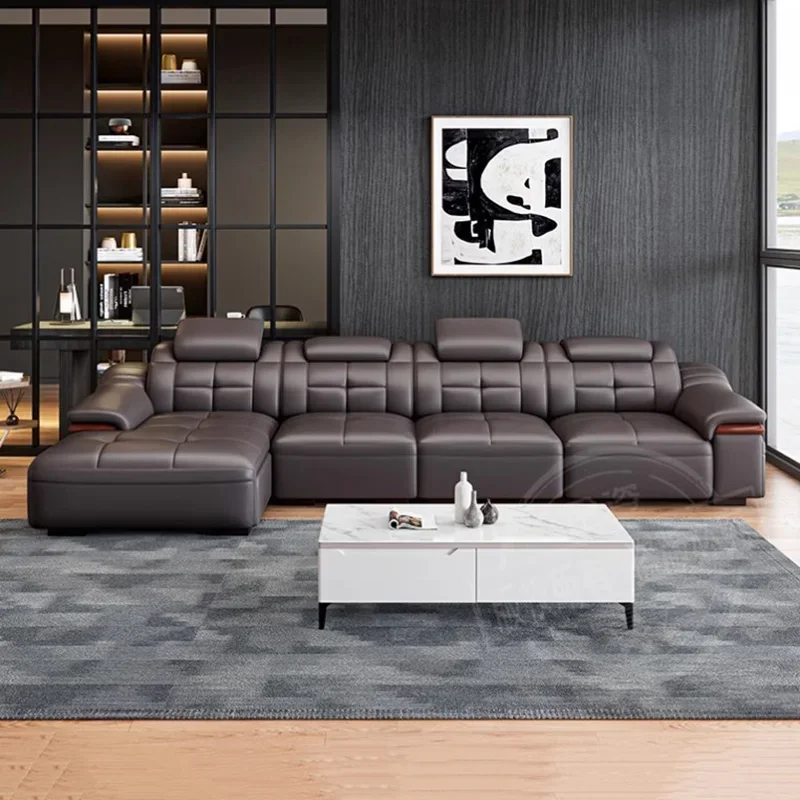 Genuine Leather Sofa Sectional Minimalist Living Room Corner Sofas Luxury Modern Sofa Sala De Estar De Luxo Nordic Furniture