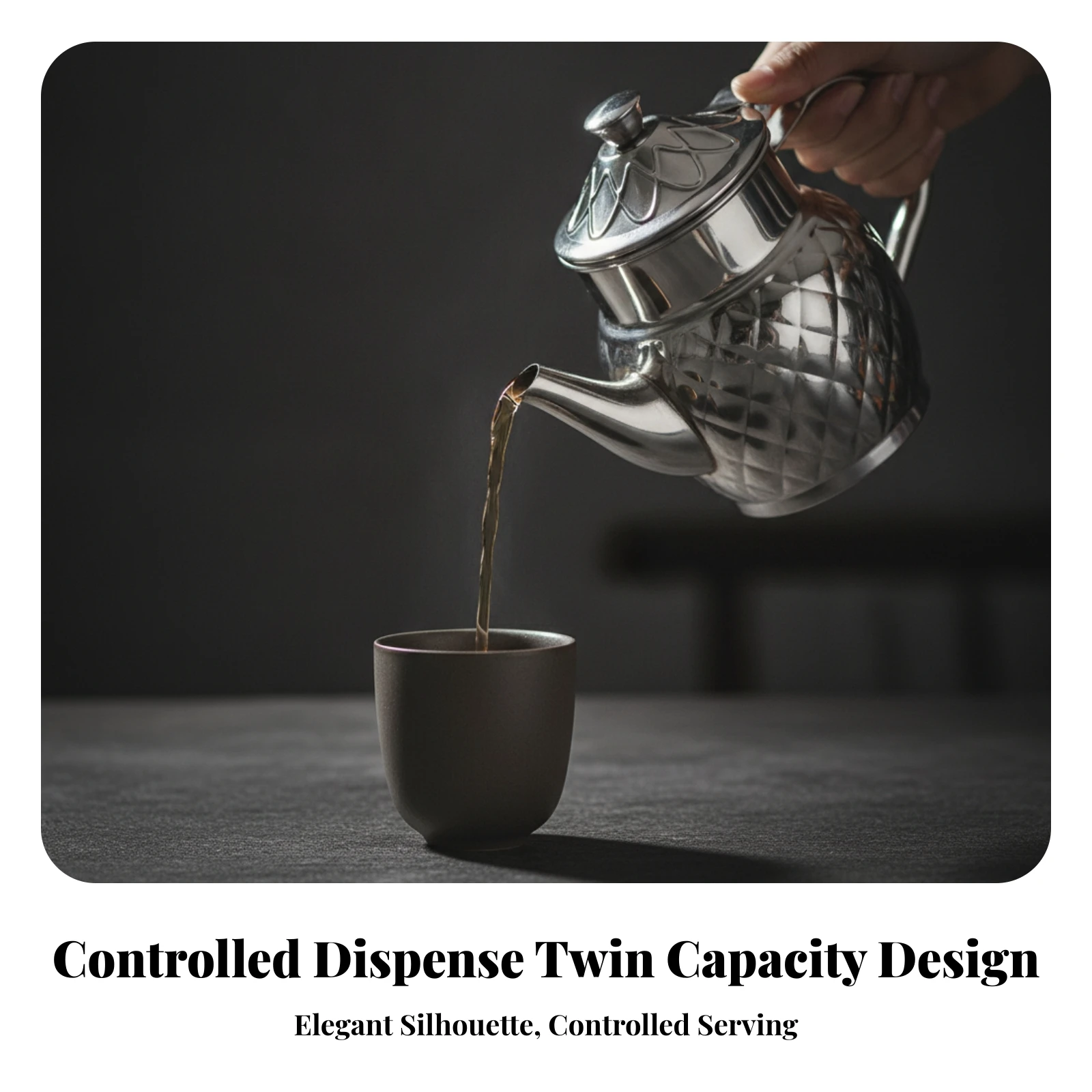 Stainless Steel Teapot Polished Teapot with Hinged Lid Textured Tea Server Retro Pot Easy to Clean for Hosts, Home Kitchen