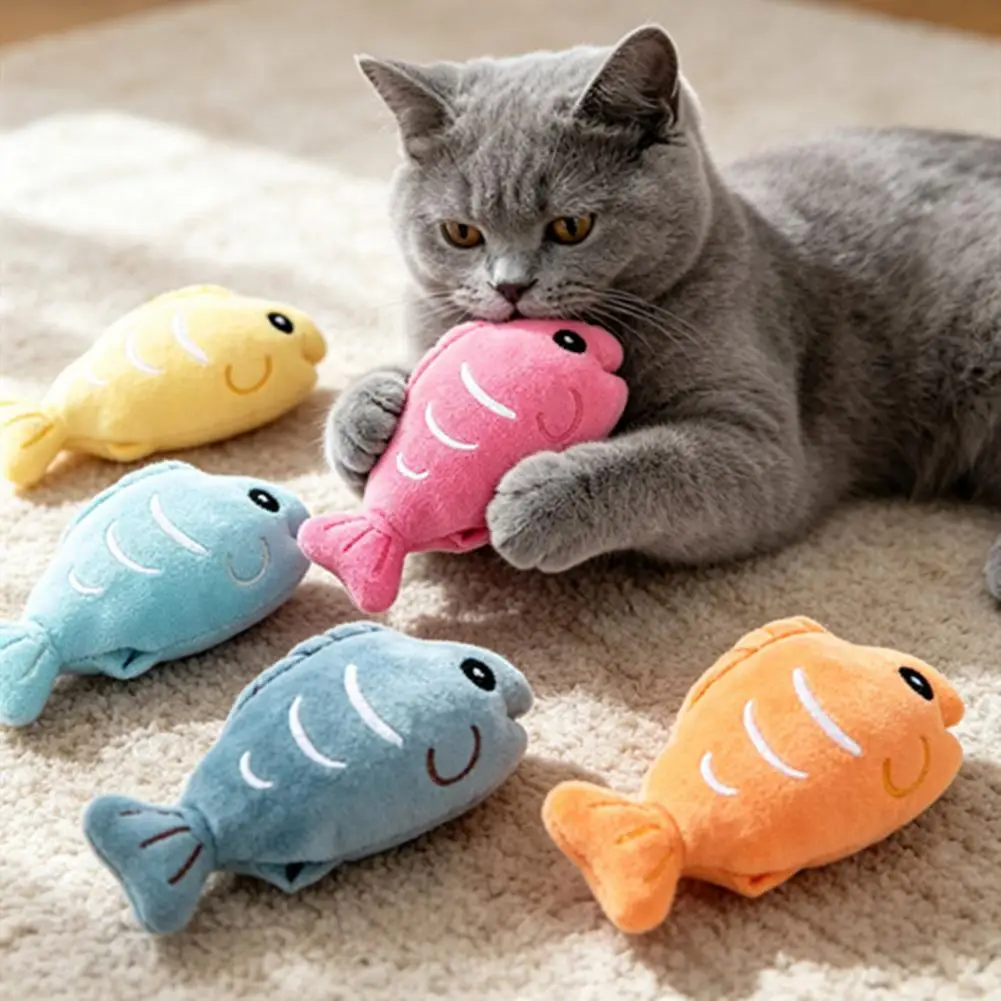 Soft Fabric Cat Toy Plush Fish Cat Toy with Catnip Soft Crinkle Chew Toy for Indoor Cats Stuffed Hunting Teething Kitten